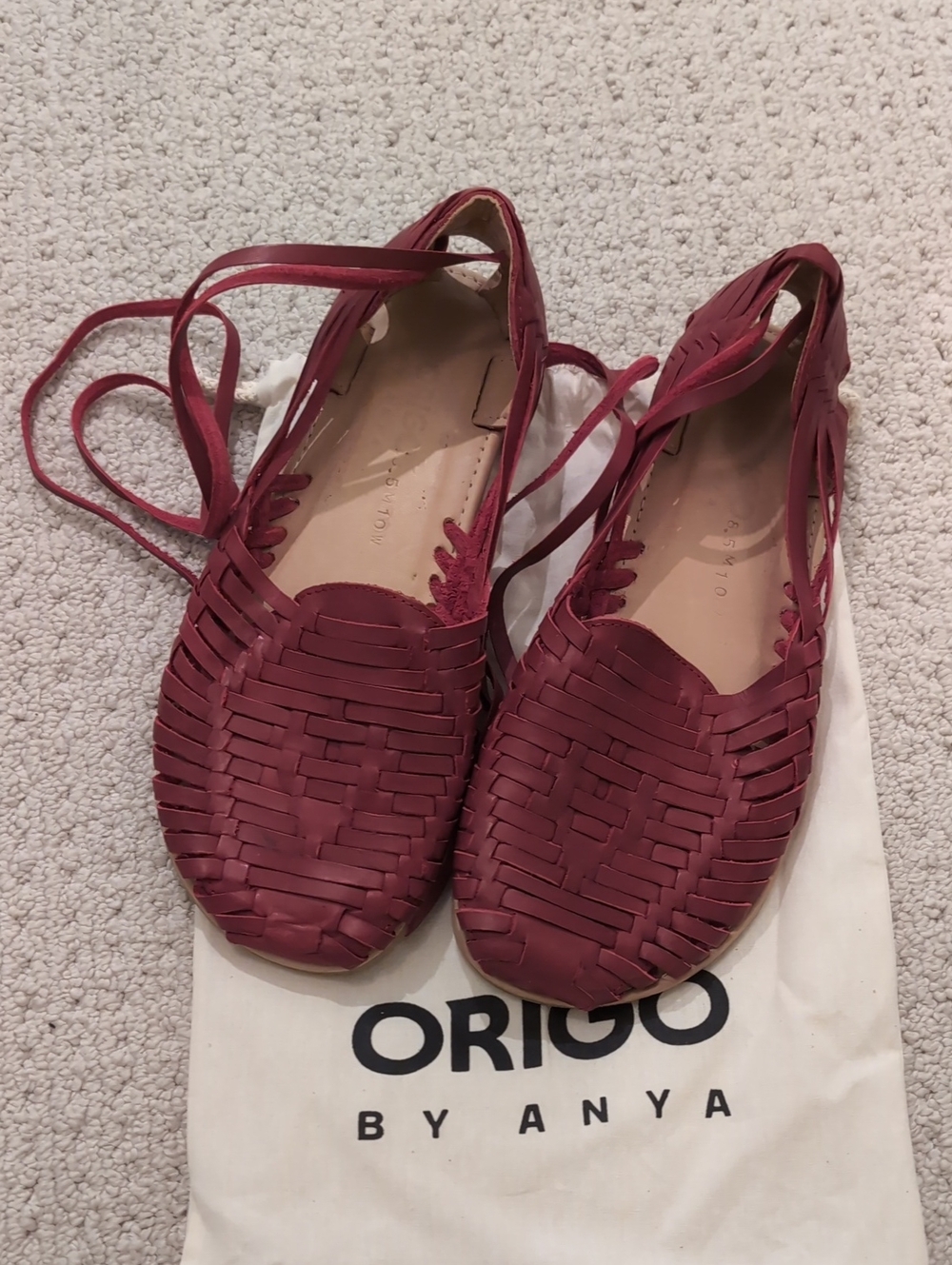 Origo Red Woven Lace-Up Sandals